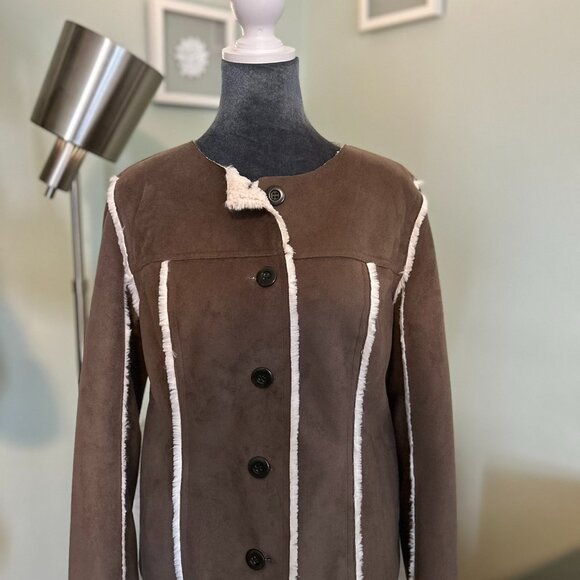 J.Jill Faux Suede & Shearling Jacket | Mocha Brown | SP Petite - Picture 1 of 8